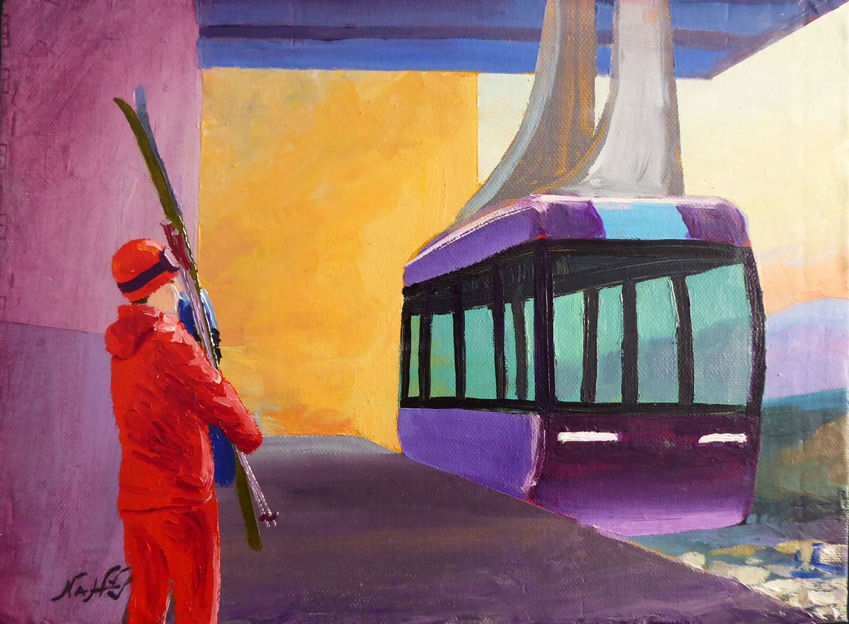 Impressionistic Landscape Oil Painting By Narek Hambardzumyan, 13 X 9", Aerial Life, Original Artwork