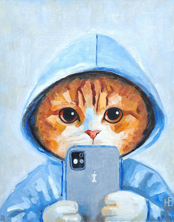 Selfie, A cat with a smartphone