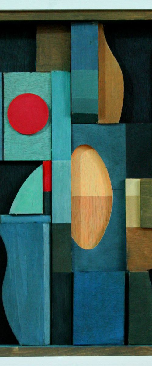 Relief with crimson circle by Liam Hennessy
