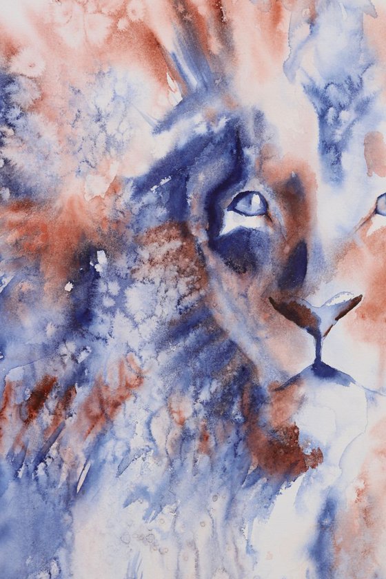Lion watercolour large - "Fearless"