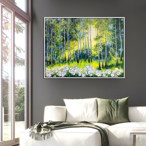 Birch Grove and Daisies