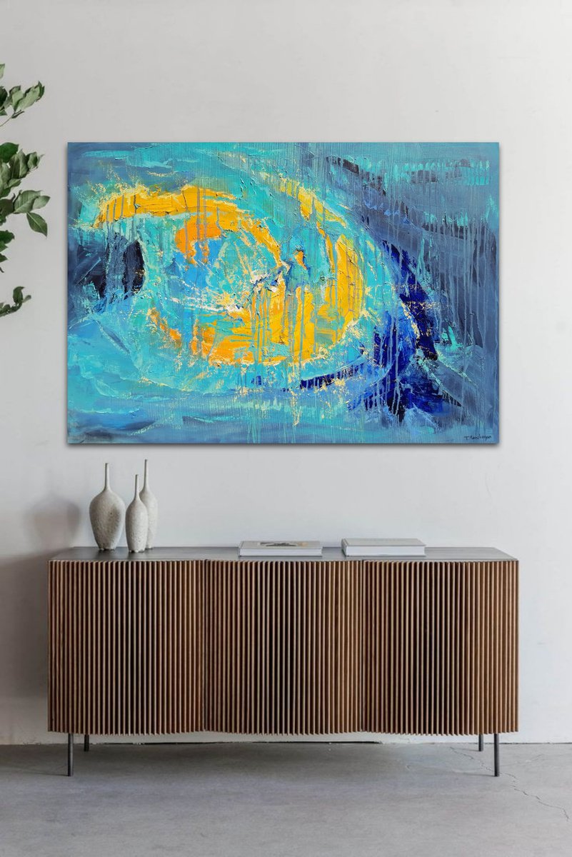 Abstract Oil Painting By Tigran Mamikonyan, 39 X 28", Sunrise Ii 70X100Cm, Original Artwork
