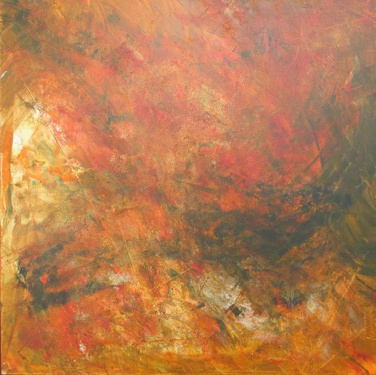 big red vulcano oil on canvas 31,5 x 31,5 inch by Sonja Zeltner-Muller