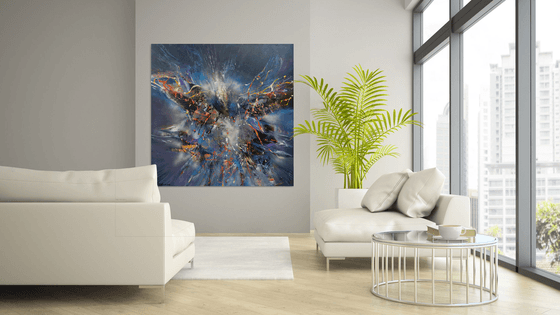 Gigantic XXL huge painting fascinating shape and colors abstract bird butterfly dreams childhood theme signed O KLOSKA