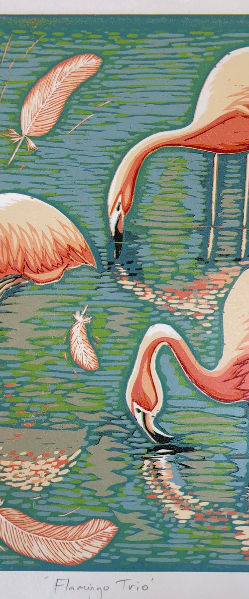Flamingo Trio by Marian Carter