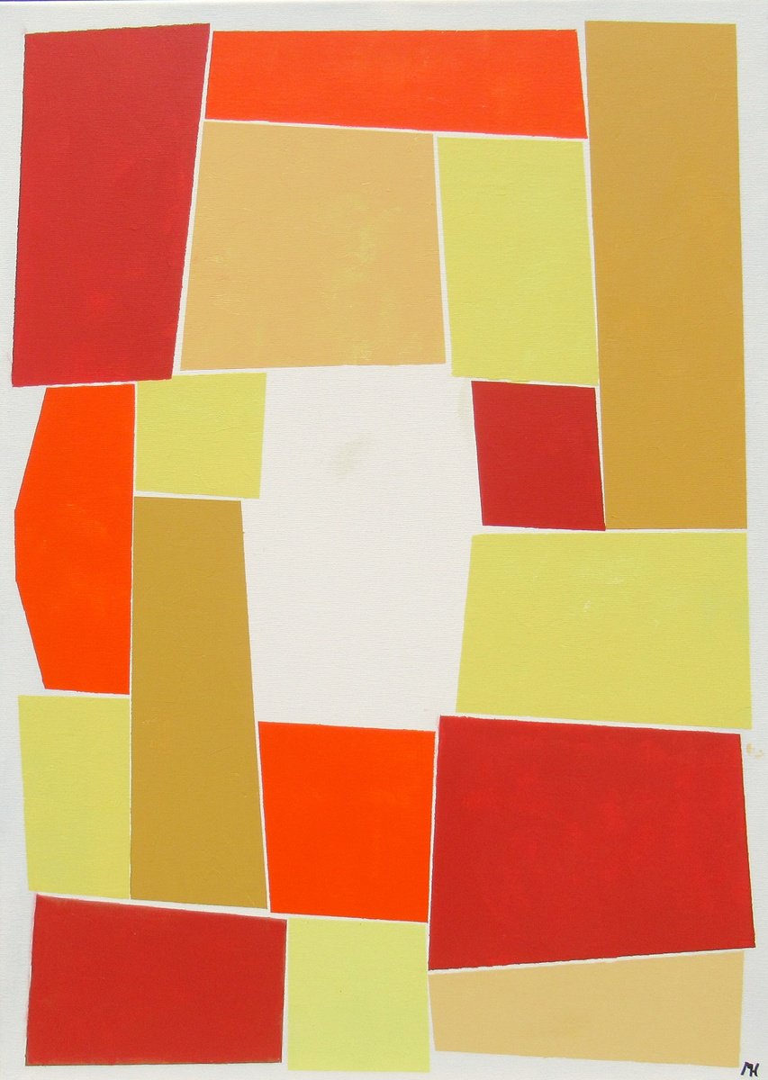 Abstract Acrylic Painting By Megha Hendrick., 20 X 28", Lucid. Composition 1., Original Artwork