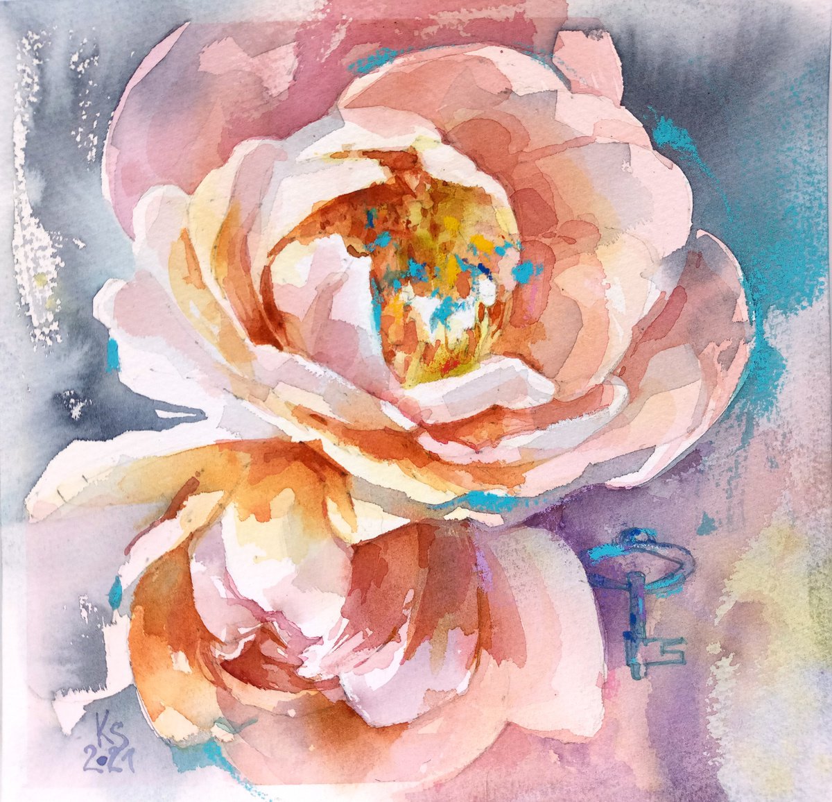 Original watercolor Touch of spring by Ksenia Selianko