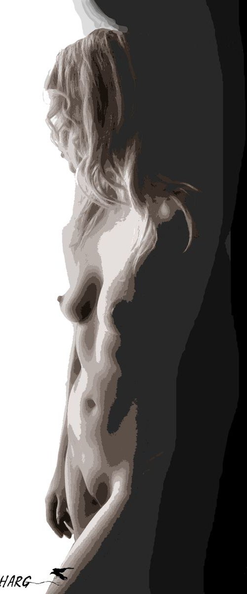 NUDE IN BLACK AND GREY  26"x51" by Joe McHarg