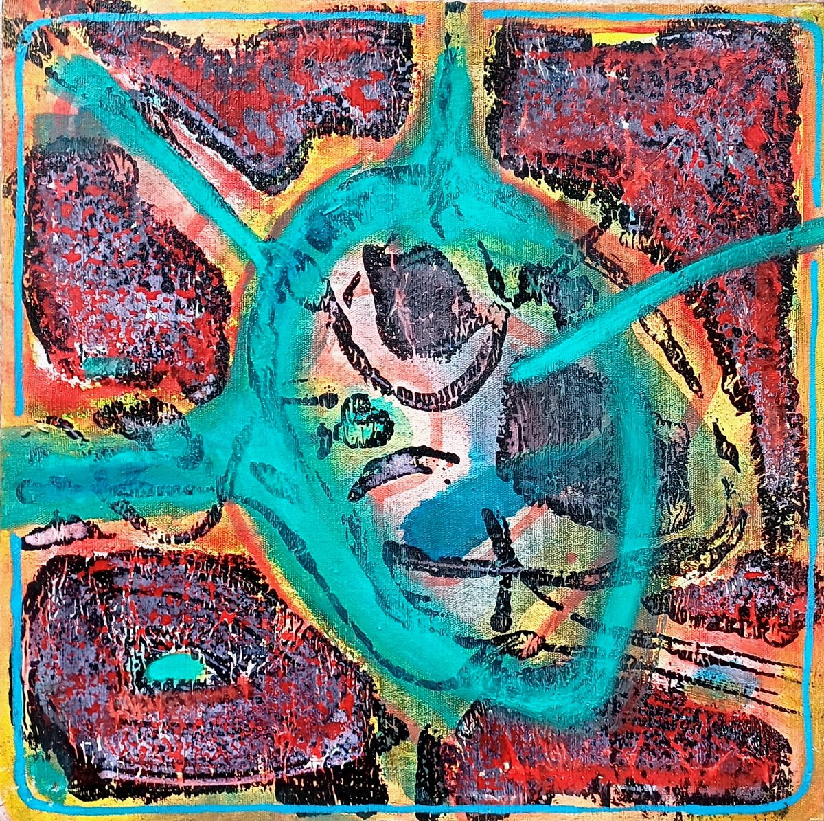 Abstract Acrylic Painting By Stanislav Bojankov, 16 X 16", Heart-Xxiii, Original Artwork