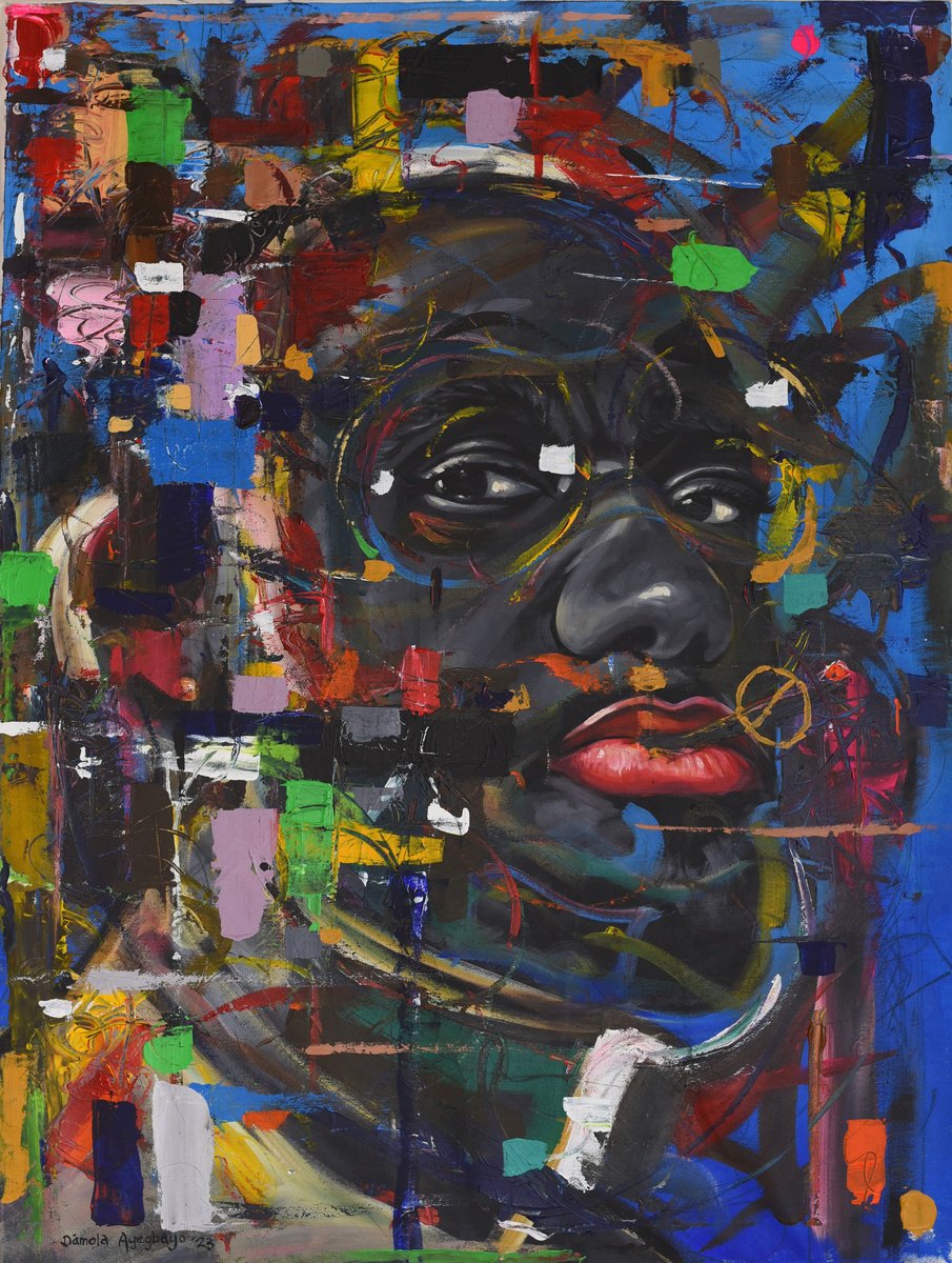 Impressionistic Abstract Acrylic Painting By Damola Ayegbayo, 36 X 48, Whispers Of The Soul 3, Original Artwork