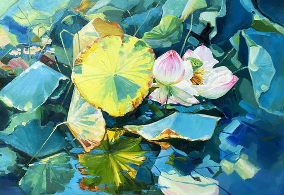Still life oil painting:Lotus