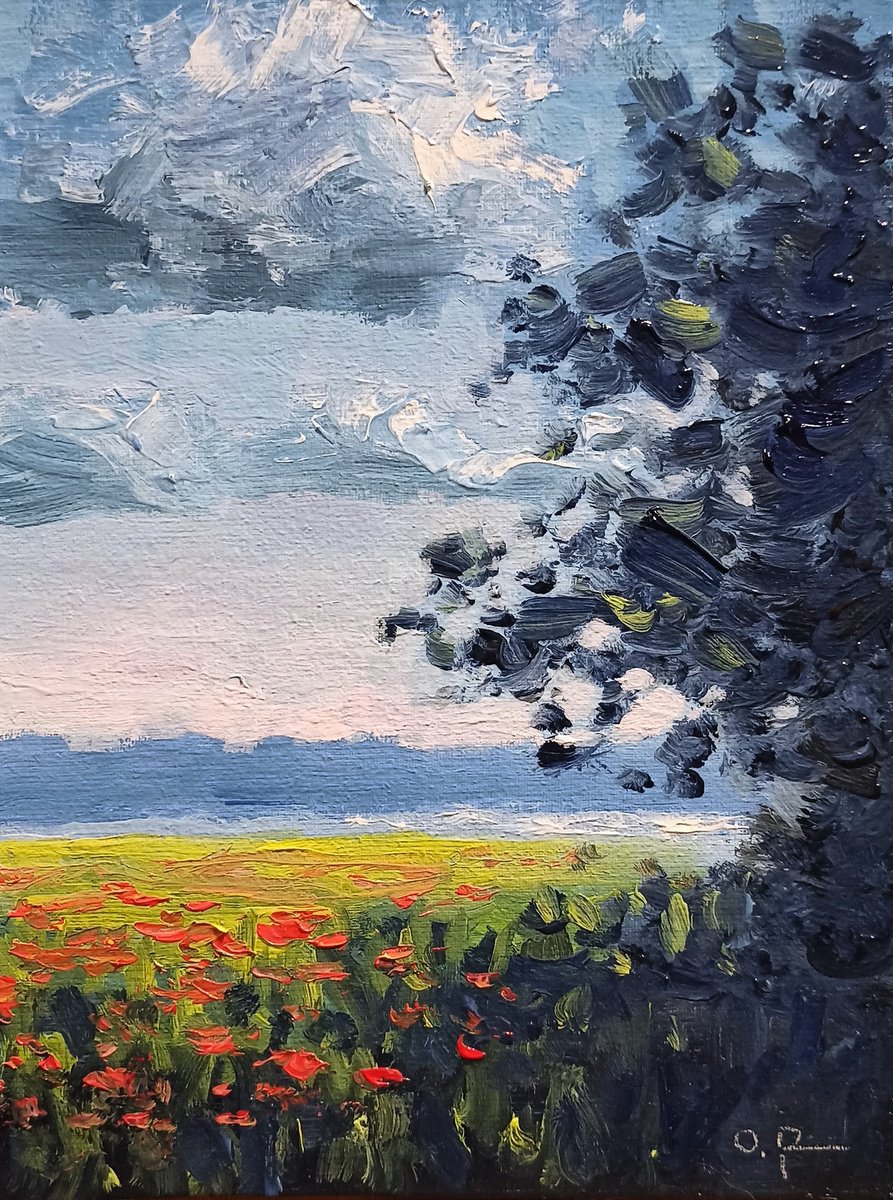Impressionistic Landscape Oil Painting By Oleh Rak, 6 X 8", Impression. June, Original Artwork