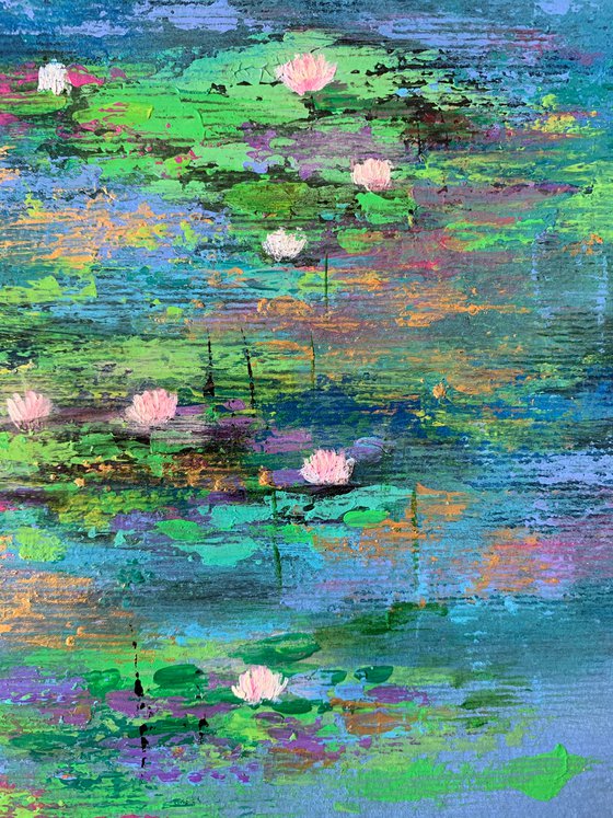 Abstract Water lily pond -1 ! A4 Painting on paper