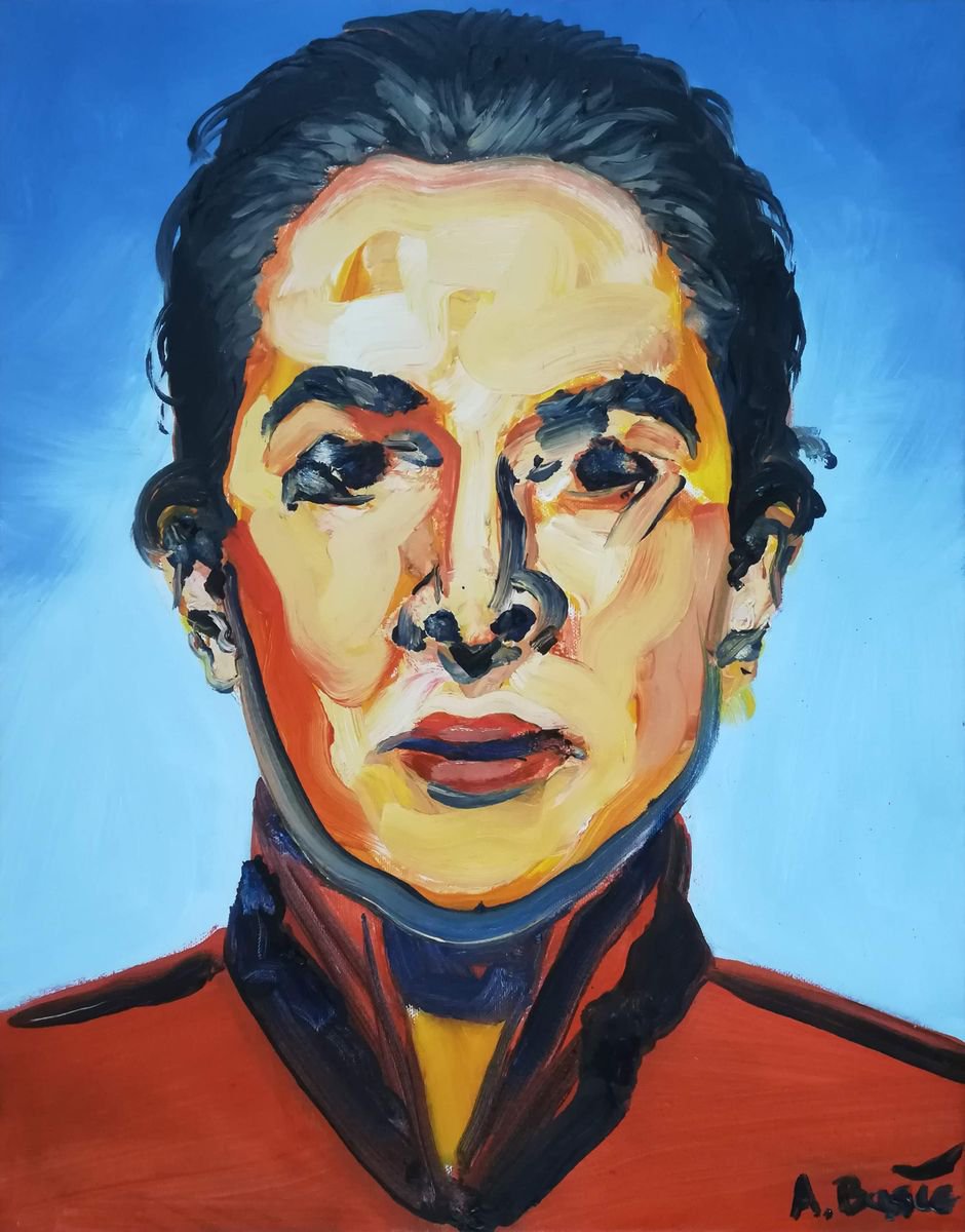 Expressive Portrait Oil Painting By Aleksandar Basic, 14 X 18, Marina Abramovic, Original Artwork