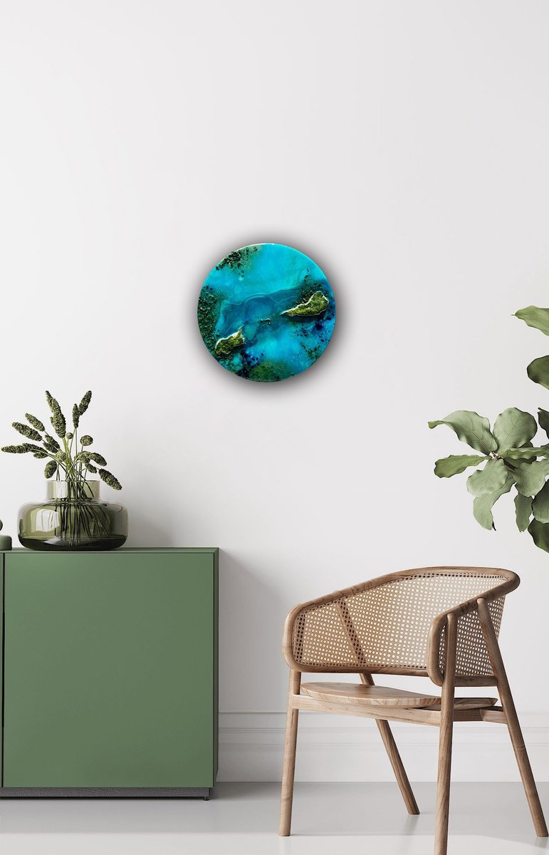 Organic Landscape Painting By Ana Hefco, 22 X 22, This Is My Paradise, Original Artwork