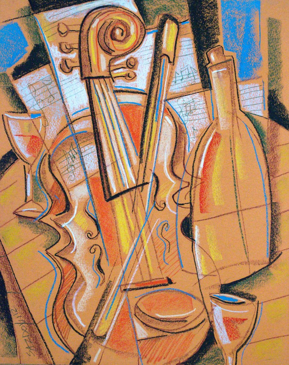 Expressive Still Life Pastel Drawing By Rumen Sazdov, 16 X 20", D - Dur, Original Artwork