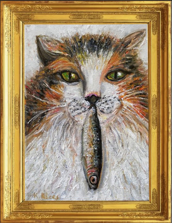 Cat with Fish Portrait