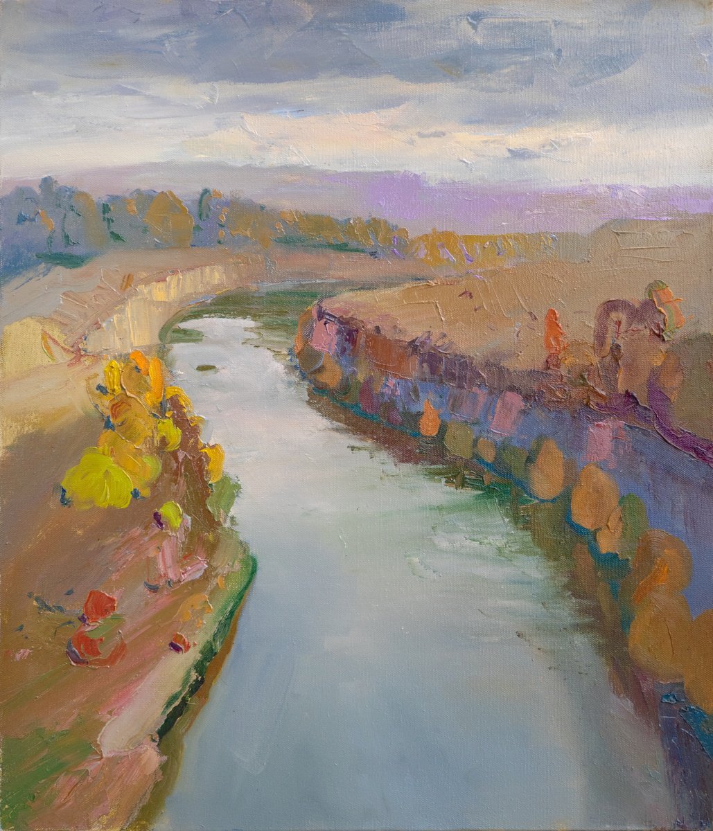 Impressionistic Landscape Oil Painting By Victor Onyshchenko, 24 X 28", Smotrichsky Canyon, Original Artwork