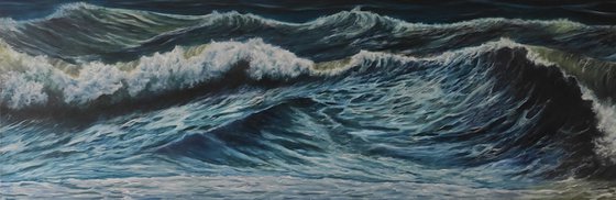 Impaziente vivacità - stunning wave triptych painting