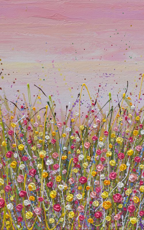 Pink Sky Flower Field by Olga Tkachyk