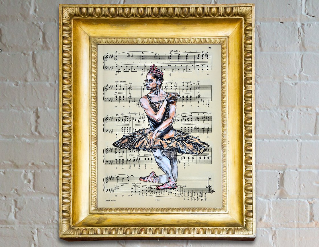 Original Collage - Ballerina XXXV- Music Page by Misty Lady - M