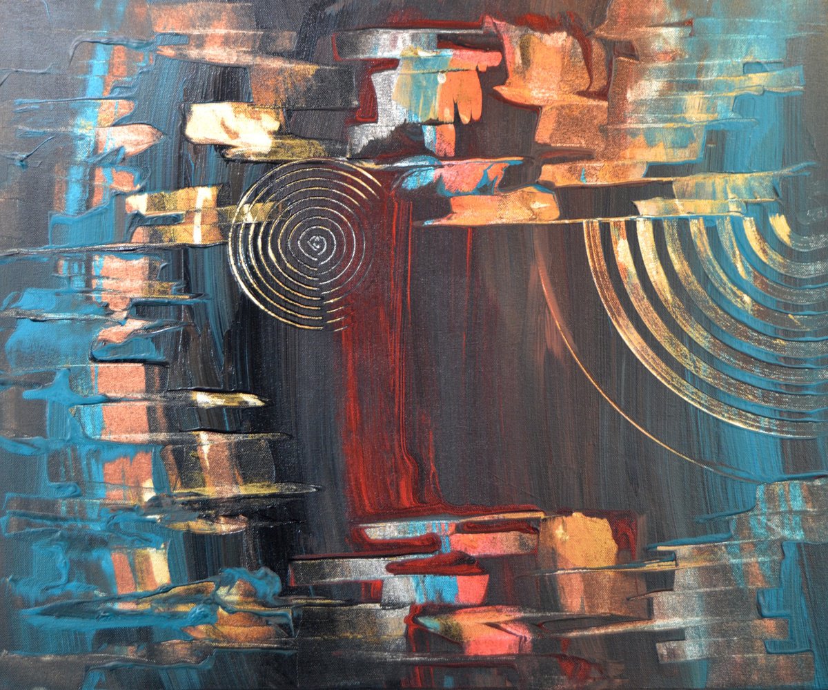 Organic Abstract Acrylic Painting By Lucian Richards, 24 X 20", In Allignment, Original Artwork