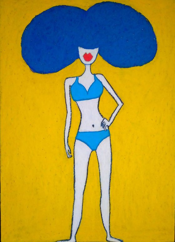 Girl in blue lingerie