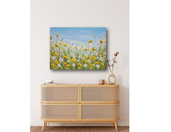 Dandelions - Spring Flower Field Painting