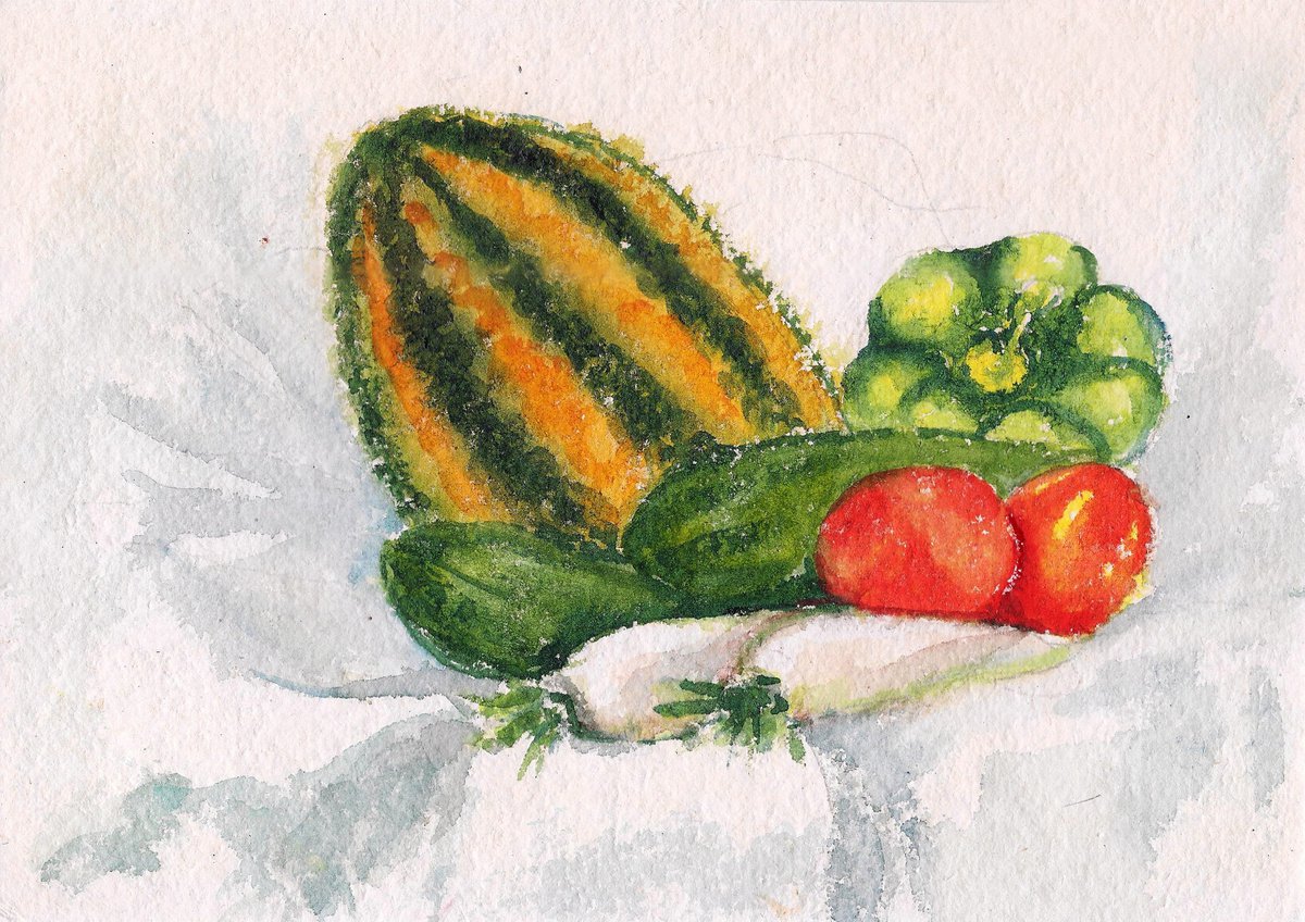 Capsicum, Cucumber & Tomato by Asha Shenoy