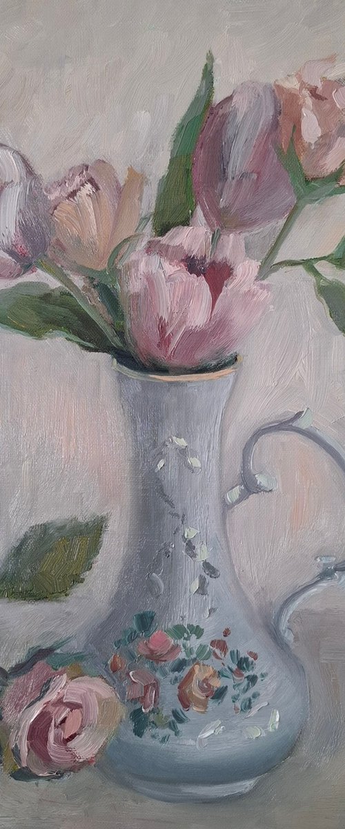 Spring flowers Tulips in vase by Olena Kolotova