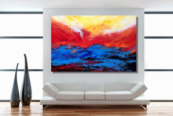 First Light - XL Large, Textured abstract art – Expressions of energy and light. READY TO HANG!