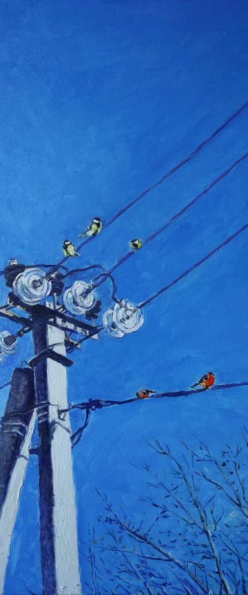 January Birds on Poles by Anatolii Varvarov