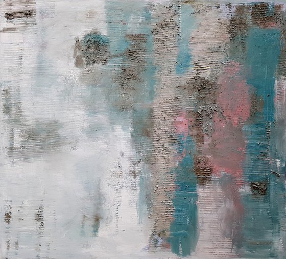 Textured large painting blue
