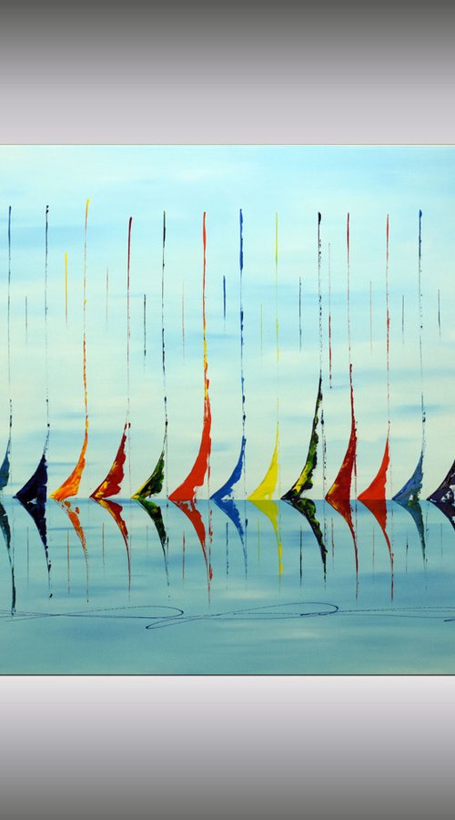 Regatta  - XXL  Abstract- Colourfull Sailboat Painting- Large Acrylic Art Canvas Wall Art Ready to hang by Edelgard Schroer