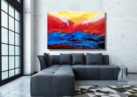 First Light - XL Large, Textured abstract art – Expressions of energy and light. READY TO HANG!