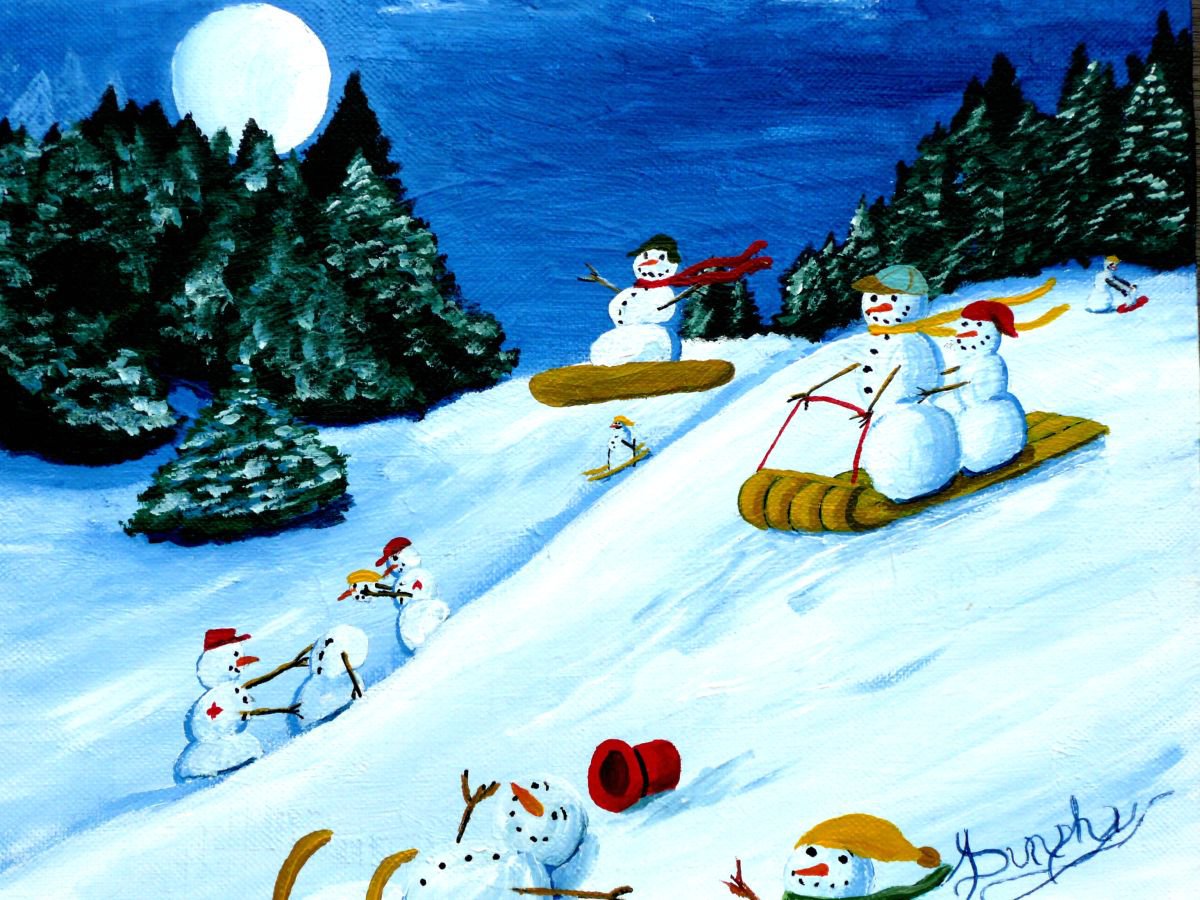 Snowmans Winter Sports by Dunphy Fine Art