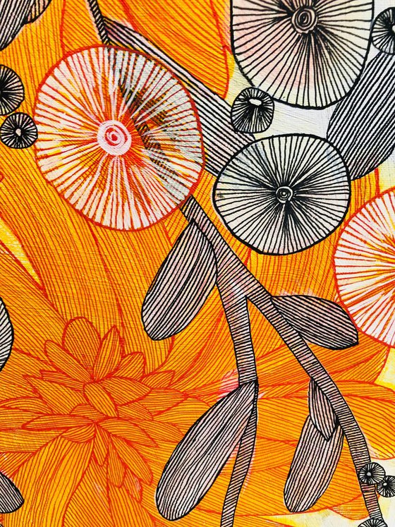 Abstract Orange and Black Blooms CZ19018