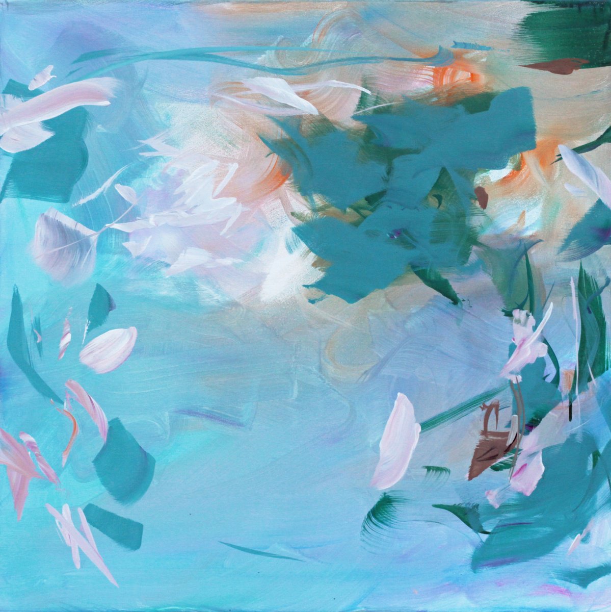 Expressive Abstract Acrylic Painting By Ute Laum, 31 X 31", When We Were Young, Original Artwork