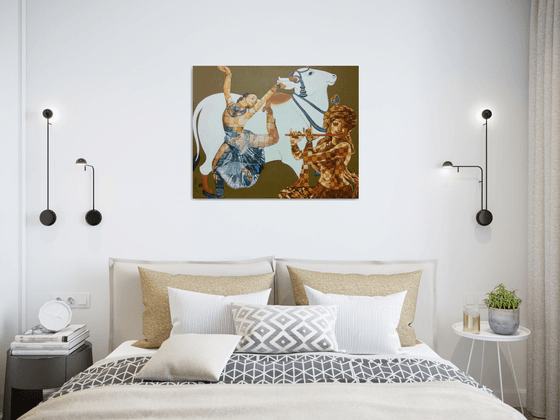 Radha Krishna and Happy Cow
