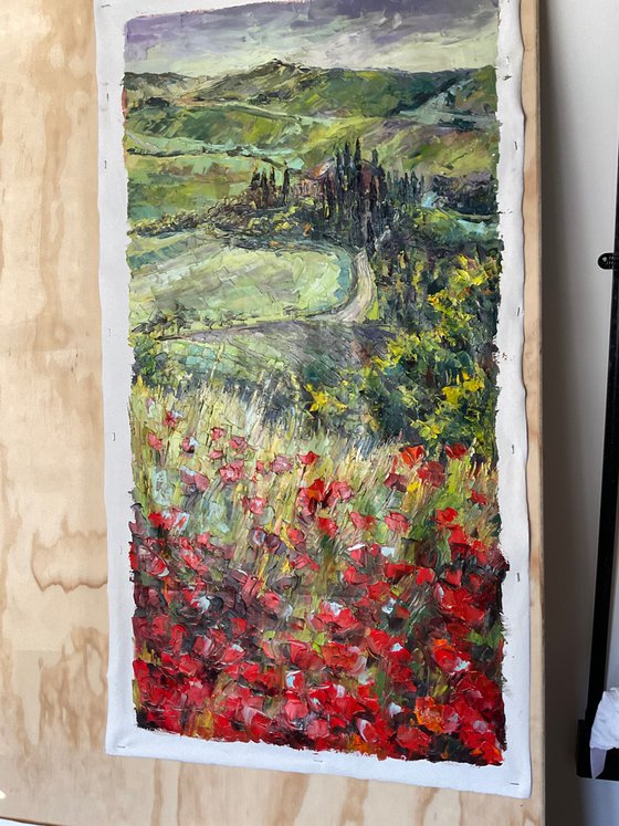"Poppies of Tuscany. Before the rain."