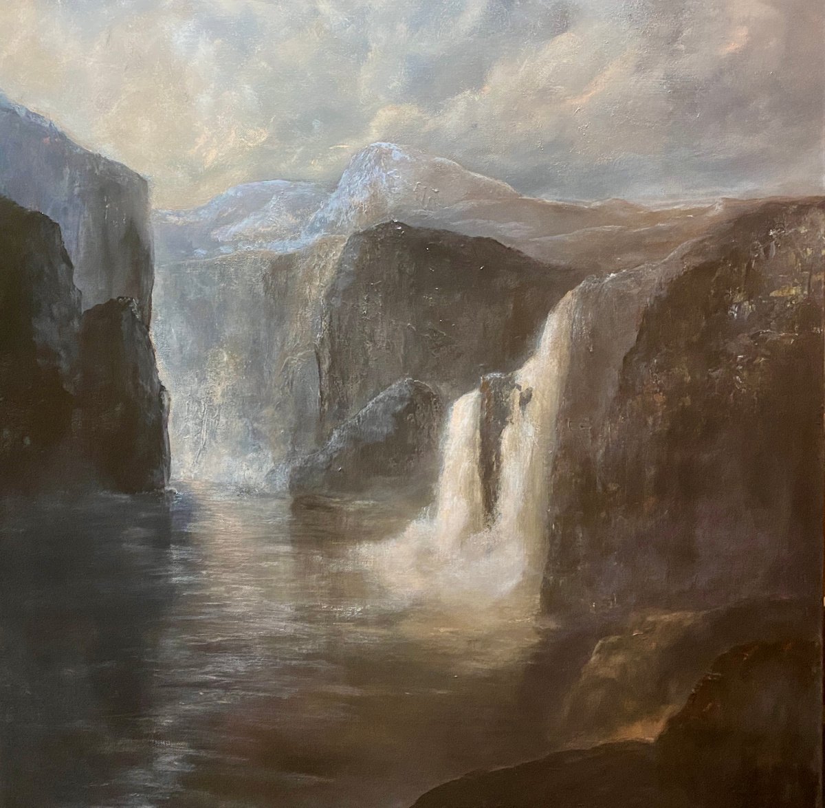 Mountain and waterfalls by Heidi Irene Kainulainen