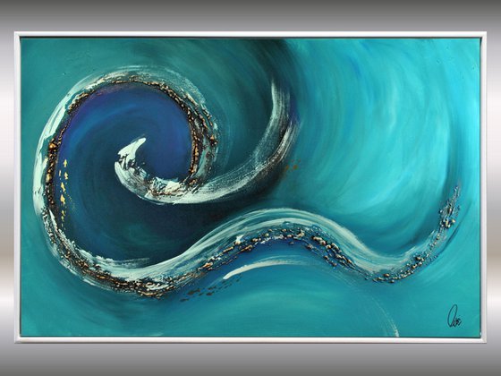 Kleine Fische  - Abstract Art - Acrylic Painting - Canvas Art - Framed Painting - Abstract Sea Painting - Ready to Hang