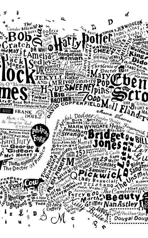 LITERARY CENTRAL LONDON MAP (White) by Dex