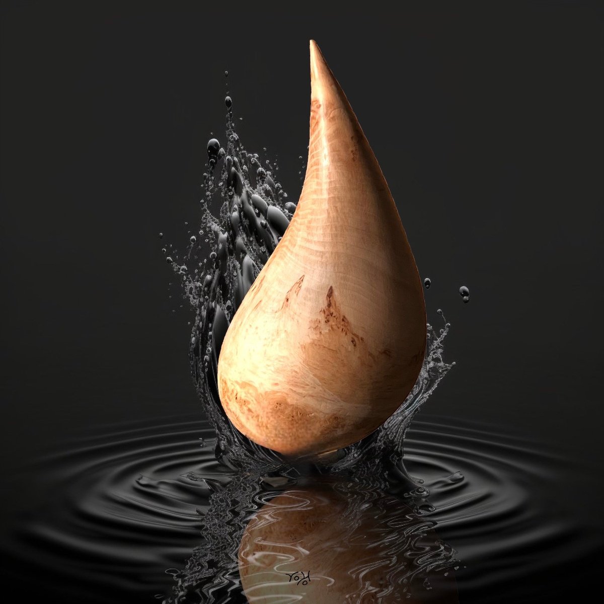 Organic Landscape Wood Sculpture By Roland Kopfer, 20 X 12", Drop #1035, Original Artwork