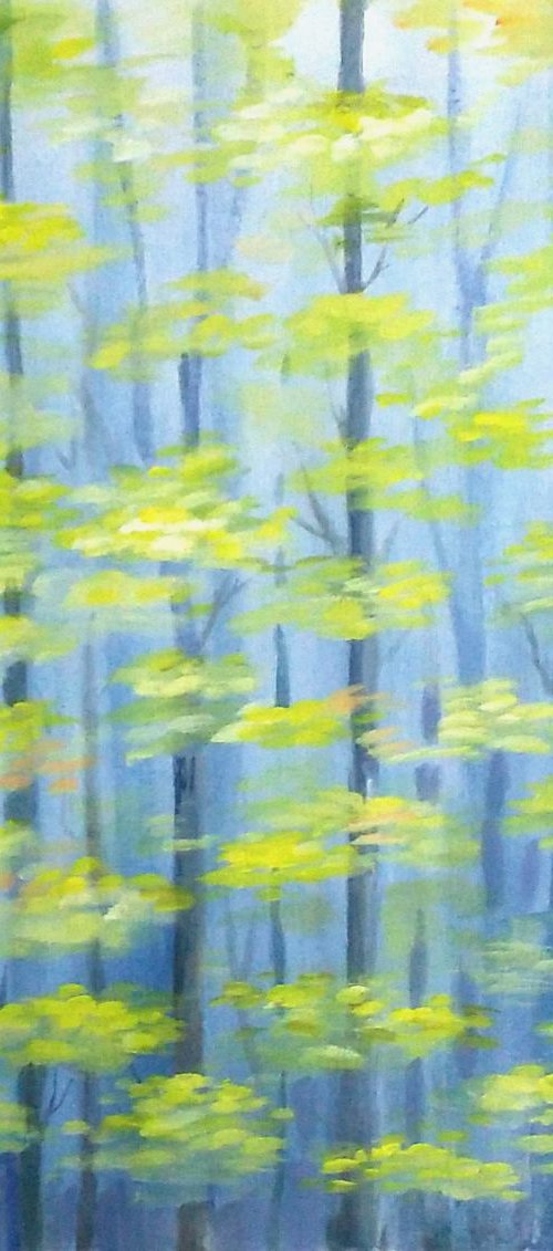 Mystery Autumn Forest - Acrylic Painting Canvas by Samiran Sarkar