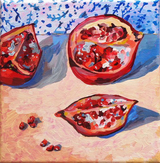 Still life with pomegranates