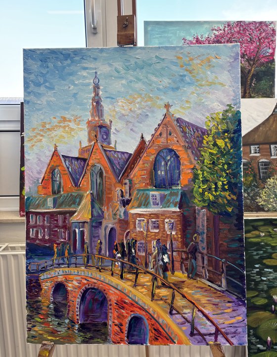 Old Church of Amsterdam Canal View