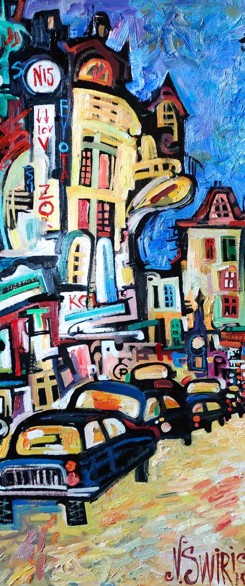 Paris in the evening. by Nikifor Swiristuhin
