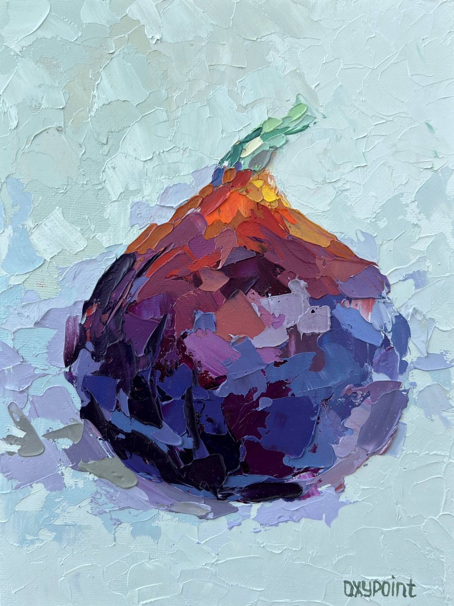 Impressionistic Still Life Oil Painting By Oxypoint, 7 X 9", "The Fig Fruit", Original Artwork