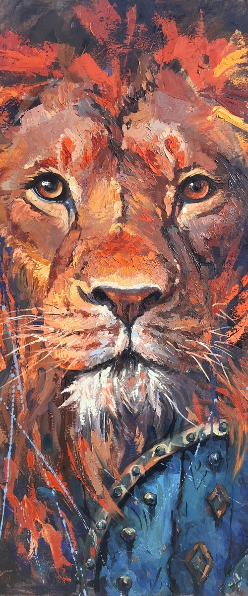 The Guardian Lion. Oil painting by Elena Recondo